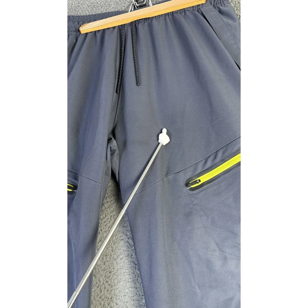 Reebok Pants Mens Medium Gray Joggers Zip Pockets Elastic Cuffs Athletic Running